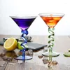 Wine Glasses Creative Lead-free Glass Colored Cocktail Personalized Spiral Handle Champagne Cup