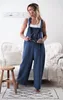 Women's Jumpsuits Rompers Rompers Brand Women Casual Loose Cotton Linen Solid Pockets Jumpsuit Overalls Wide Leg Cropped Pants 230208