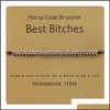Beaded Strands Custom Name I Love You Morse Code Beaded Bracelet Women Men Handmade Braided Black Rope Couple Jewelry Gift Bracelet Dhrkt