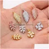 Charms Fleurs Feuilles DIY Pendentif pour la fabrication de bijoux Collier Femmes Or Couleur Charme Cuivre Incrusté Zircon Cerf Mignon 2022 Drop Dh0Rj