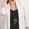 Подвесные ожерелья Allyes Retro Cunky Big Love Heart Collares Длинное цепное кожаное ожерелье для женщин 2023