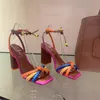 Сандалии бразильская мода роскошная извержение тканой блокировка дизайнерская бренда бренд женская обувь густо с женскими каблуками с высоким каблуком