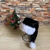 Berretti 449B Cappello da Babbo Natale in velluto per adulti Confortevole peluche tradizionale in bianco e nero Natale per regali dell'anno