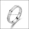 Com pedras laterais tit￢nio a￧o embutido de zirc￣o de zirc￣o anel Ring Wedding noivado de noivado de j￳ias de joalheria entrega de gotas dhj7m