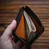 Cüzdanlar gerçek deri fermuar para cüzdan erkekler wowen mini kısa çanta kartı tutucu değiştirme küçük depolama para çanta retro hediye