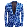 Herrdräkter Style Men's Spring Autumn Printing Mönster One Buttom Cotton Blend Coat Slim Suft Jacka ABD795