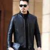 Men's Leather Faux Leather YXL-221 Natural Leather Jacket Mens Stand-up Collar Business Casual Fur Mens Super Soft SE Plush Liner Warm Jacket 230207