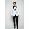 Мужские костюмы белый пиджак черный воротник мужчина свадебные смокинг-смокинг. Классическая подходящая 2 штука с брюками.