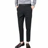 Ternos masculinos Blazers Khaki Men Suit Pant Pure Color Casual Moda Male Male Black Grey 28 29 30 31 32 33 34 36 Pantalones Hombremen's