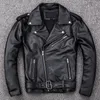 Men S Leather Faux Spring Classical Motorcycle Oblique Zipper Jackets Men Natural Calf Skin Thick Slim Cowhide Moto Biker Man 230207