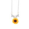 Pendant Necklaces 2PCS Leaf Branch Sunflower Necklace For Women Party Collares Ketting Accessories Jewelry Gift