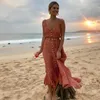 Robes décontractées 2023 Femmes Boho Maxi Robe Filles Été Spaghetti Sangle Sweet Dot Longue Dames Plage Robe Robe De Mujer