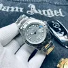 Diamentowe męskie zegarek luksusowe designer moissanite złoto zegarki automatyczny ruch przesuwany rozmiar 41 mm gumowy zegarek ze stali nierdzewnej Pasku i lodowane zegarki dla mężczyzn