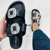 Dress Shoes Designer Brand Platform Clog Shoes Women Summer Rhinestone Square Buckle Slides Elegant French Casual Mules Outdoor Flat Sandals T230208