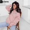 Dames hoodies sweatshirts cmyaya mode dames diamanten splicing zoete liefde cutout open back back lange mouw dik warm oversized pullover capuchon sweatshirt 230208