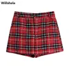 Shorts femininos willshela feminino moda texturizada mini bolsos laterais de skort falsa traseiro chique lady lady high waist casual mulher y2302