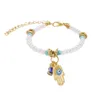 محظوظ Hamsa Hand Hand Pendant Bracelet Pearl Eyed Evice Earm Eye Turkish for Women Men زوجين مصنوعة يدويًا هدية مجوهرات الصداقة يدويًا