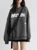 Womens Hoodies Sweatshirts CHIC VEN Casual Loose Round Collar Fuzzy Letter Hoodie for Women Spring Autumn Streetwear Sports Tops 230208