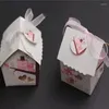 Gift Wrap Mini Bird House Candy Box Cookie Boxar med band för gäster Bröllopsgavare och presenter S