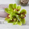 Fleurs décoratives 4 têtes orchidée blanche mariage bouquet de mariée Latex Cymbidium artificiel album à faire soi-même Flores artificiales décor de maison