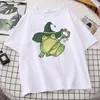 Camisetas para mujer, moda de verano, divertido estampado de rana Pixel, bonito patrón mágico, Top informal Harajuku verde para mujer Jose22