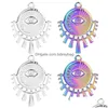 Charms 1/2Pcs Openwork Sector Famous Demon Eye Moon Stainless Steel Devils Pendant For Making Jewelry Earrings Materialcharms Dhnbm