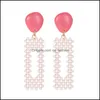Pendientes colgantes geométricos de perlas de imitación de color caramelo para mujer, joyería encantadora de moda, regalo, entrega DHFQQ