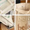 qwertyui45 Totes Bolsa de Ombro Feminina Lona Amada Bordada Sacos de Compras Diários Estudantes Saco de Livros Bolsas de Pano de Algodão Grosso Tote Para Meninas 020823H