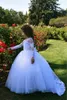 Abiti da ragazza Bambini Flower Girls Bella comunione in pizzo a maniche lunghe con perline Puffy Ball Gown Prom Pageant Dress For