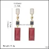 Dangle Lustre Style Coréen Simple Longues Boucles D'oreilles Géométrique Pierre Rouge Pour Femmes Filles Tendance Tempérament Bijoux Cadeau En Gros Dhjwm