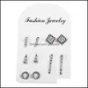 Set di orecchini a goccia in cristallo vintage con borchie per donna Orecchini a goccia con gioielli geometrici abbaglianti in stile boemo Dhq3H