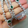 Chains KQDANCE 4 6mm Green Lab Emerald Gemstones All-matching 3mm CZ Diamonds Tennis Necklaces Gold Plated For Woman Pendant
