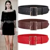 Belts Cowhide Wide Belts Lady Windbreaker Skirt Gold Pin Buckle Belt Black Solid Genuine Leather Waist Strap Girl Party Dress Decorate G230207