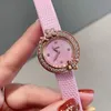 Polshorloges merk echt lederen horloge luxe rosé goudkleur rechthoek Quartz polshorloge klok dames full stone dial flower watcheswristw