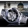 ForSining Diamond Montre Design Silver Rostfri Automatisk Dragon Display Men Homme Luxury Watches Wrist Brand Classic Top Steel H2571