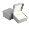 Boîtes à montres Boîte de rangement carrée à clapet en cuir PU, ligne grise et blanche, offre un service de sculpture de logo gratuit, personnalisation personnalisée