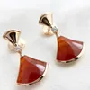 Stud European and American senior carnelian fritillary skirt earrings 925 silver gold-plated ladies fashion trend brand jewelry gift 230208