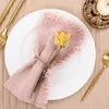 Tovagliolo da tavola 10 pezzi Lino rustico per piatto Decorazione natalizia Matrimonio Baby Shower Fazzoletto da portata fatto a mano Canovaccio rosa