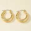 Hoop Earrings Hip-hop French Metal Crescent Shaped Hollow For Women Fashion Vintage Simple Shrimp Clasp Delicate