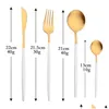 Set di stoviglie 24 pezzi / 1 set posate in acciaio inossidabile opaco cucina oro bianco posate occidentali coltello forchetta cucchiaio stoviglie per la casa goccia D Dhsot