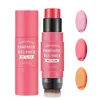 Famtastic Cream Blush Stick com Pincel À Prova D' Água Blush de Longa Duração Face 3 em 1 Cheek Blush Lip Tint Sombra de Olho Maquilhagem