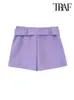 Shorts femininos traf mulheres moda com cinturão de cinturão lateral vintage lateral zíper escondido skort mujer y2302