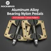 Bike Pedals ROCKBROS Bike Pedal Widen Seal Bearings Anti-Slip Waterproof Nylon Pedal Dustproof CNC Aluminum Alloy Pedal Bicycle Accessories 0208