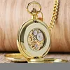 Pocket Watches Navidad Christmas Gift Smooth Mechanical Pocket Watch Full Luxury Gold Color Men Women Stylish Retro FOB Hand Wind Double Hunter 230208