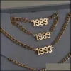 Anklets 19802010 Geboortejaar Nummer Leg Bracelet Sieraden Roestvrij staal enkelbeugels Rose Gold Color Anklet for Women Gifts 1254 Dh1Qj