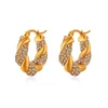 Brincos de argola Boako Trendy 316 Padrão de torção de aço inoxidável para mulheres geométricas 18k Placa dourada Pingentes de jóias de cristal de jóias