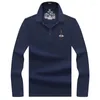 Polos pour hommes 2023 Haute qualité Couleur unie Polo Business Casual 3D Broderie Chemises à manches longues Menpolos