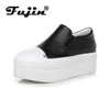 Klänningskor Fujin Casual Shoes Women's New Platform Heel Women Round Toe 2021 White Shoes Fashion Bortable Thick Bottom Slip Loafers Women T230208