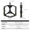 Pédales de vélo WEST BIKING Pédales de vélo 3 roulements Tube en fibre de carbone ultraléger Arbre Cr-Mo BMX VTT Route Aluminium Pédales de vélo antidérapantes 0208