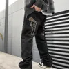 Jeans da uomo Baggy Men Y2K Fashion Designer Black Star Pantaloni stampati Pantaloni Streetwear Pantaloni casual in denim dritti larghi a vita bassa